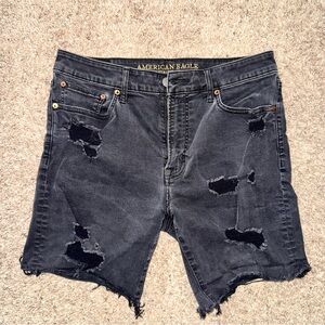 American Eagle Outfitters Dark Gray Distressed Jean Shorts